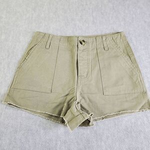 Forever 21 Shorts Womens Small Olive Green Woven Cutoff Denim